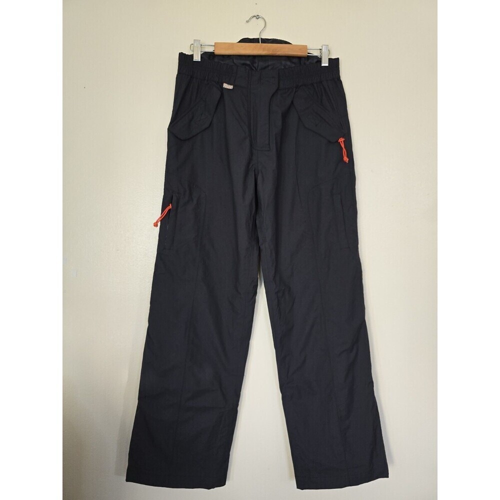 Burberry Black Wide-Leg Utility Trousers with Orange Pulls